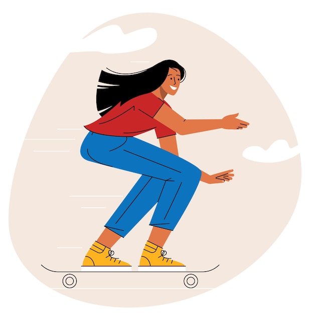 Girl riding skateboard