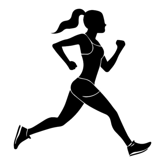 A Girl Run Vector silhouette Back color silhouette