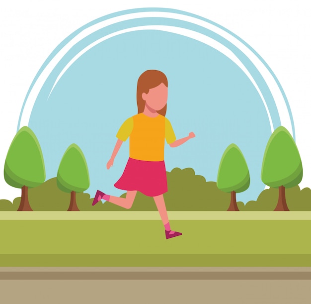 Girl running cartoon