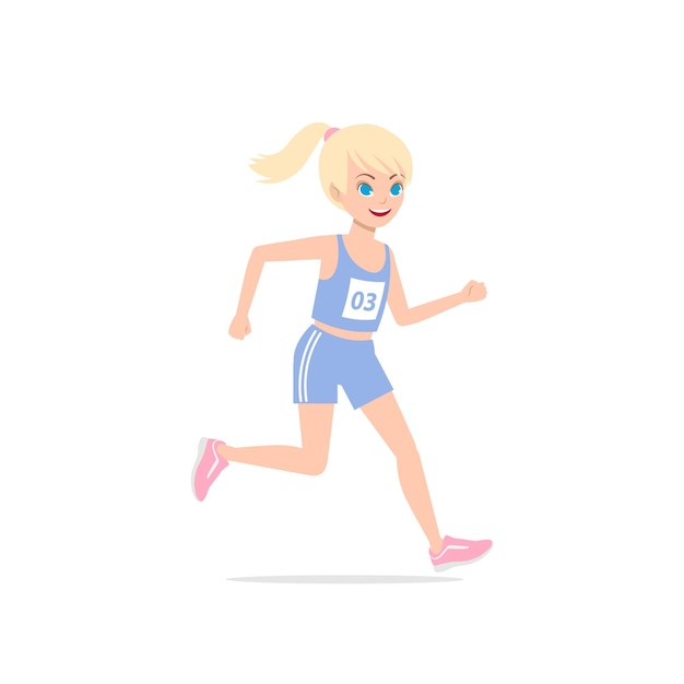 Girl running in a marathon race