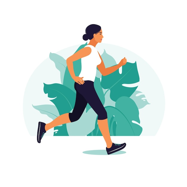 Girl running in the park illustration