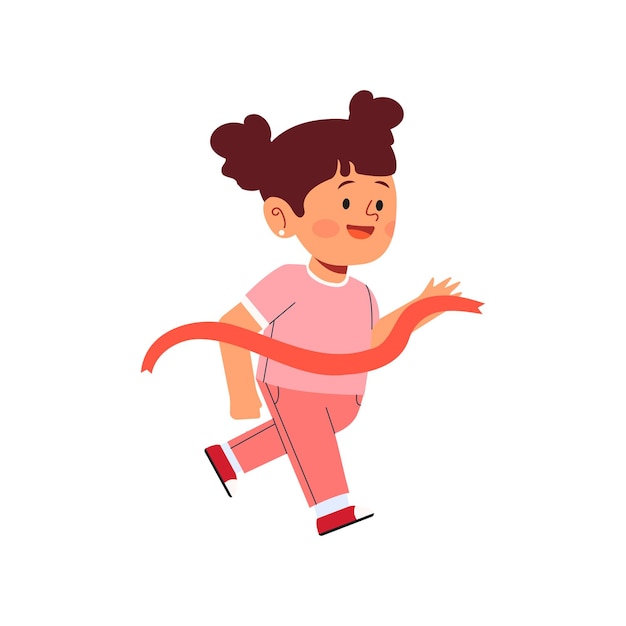 Girl Running Vector Kawaii Cute Style Student Activity Illustration