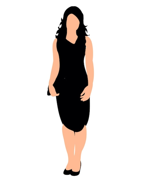 Girl silhouette in dress, vector illustration