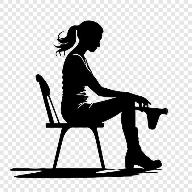 Vector a girl sits on a chair in a silhouette