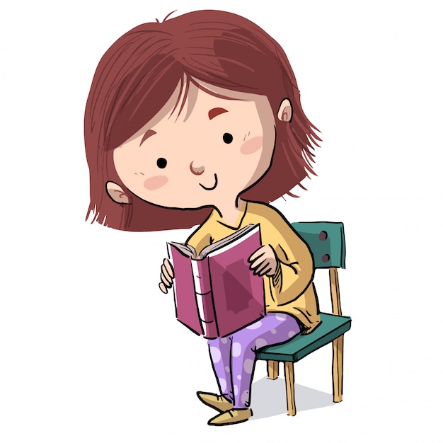 Girl sitting on a chair reading a book