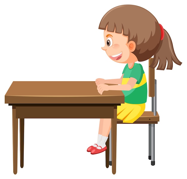 Girl sitting on a school desk