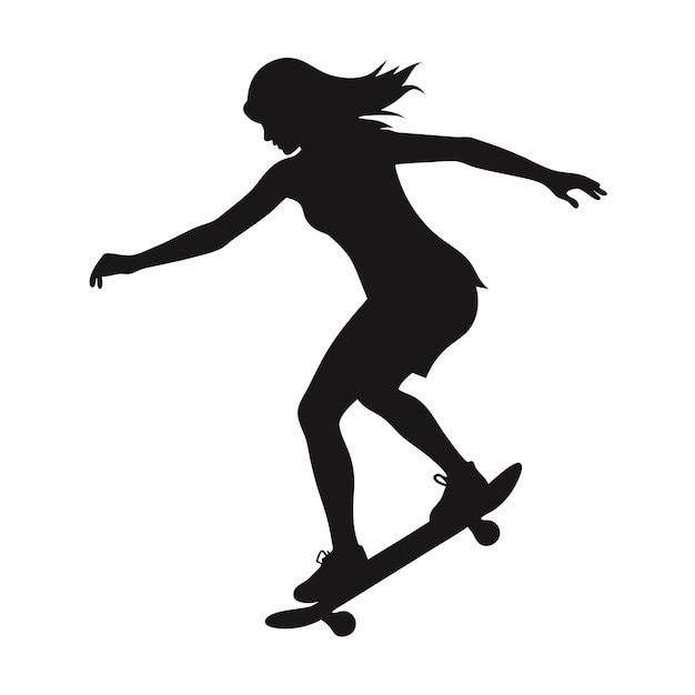 a girl on a skateboard with her arms outstretched