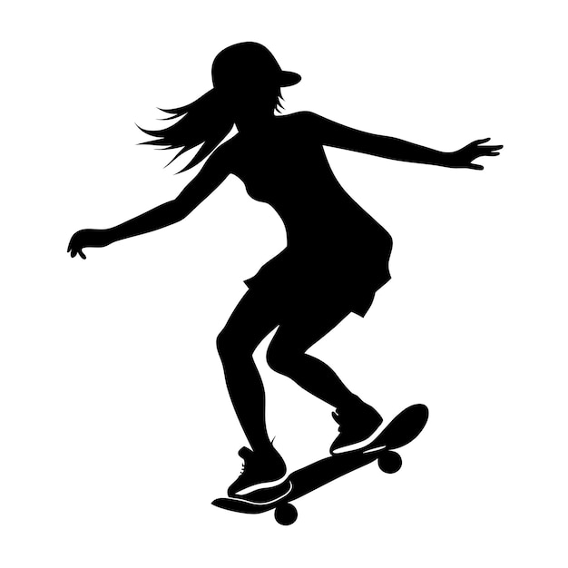 a girl on a skateboard with her arms outstretched