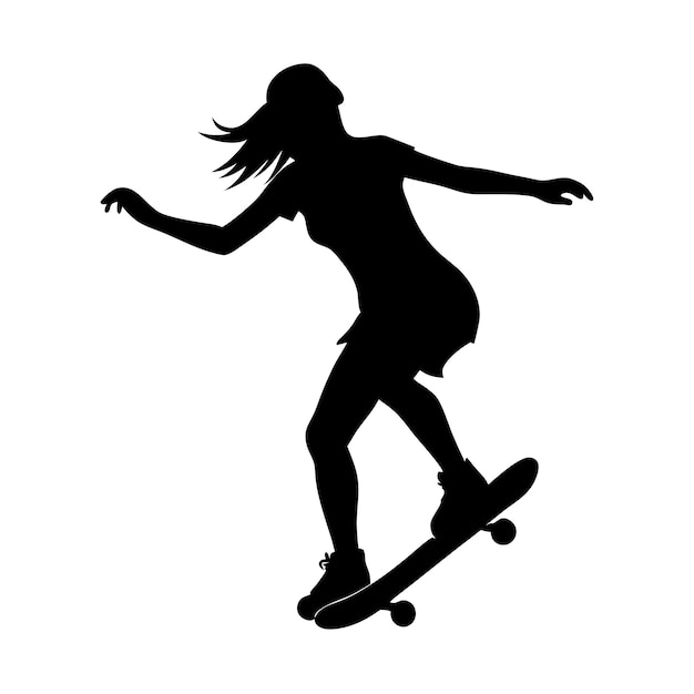 a girl on a skateboard with her arms outstretched