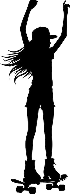 Vector girl skater silhouette skater vector black color silhouette