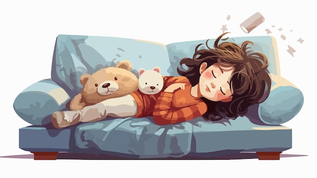 Girl Sleeping on Sofa Illustration Peaceful and Relaxing Moment