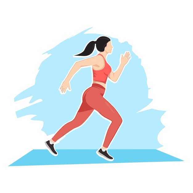 Girl in a sports outfit doing running exercise fitness healthy lifestyle