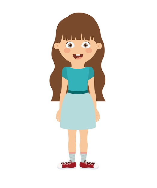 girl standing in front isolated icon design