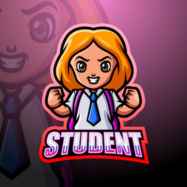 Vector girl student mascot illustration