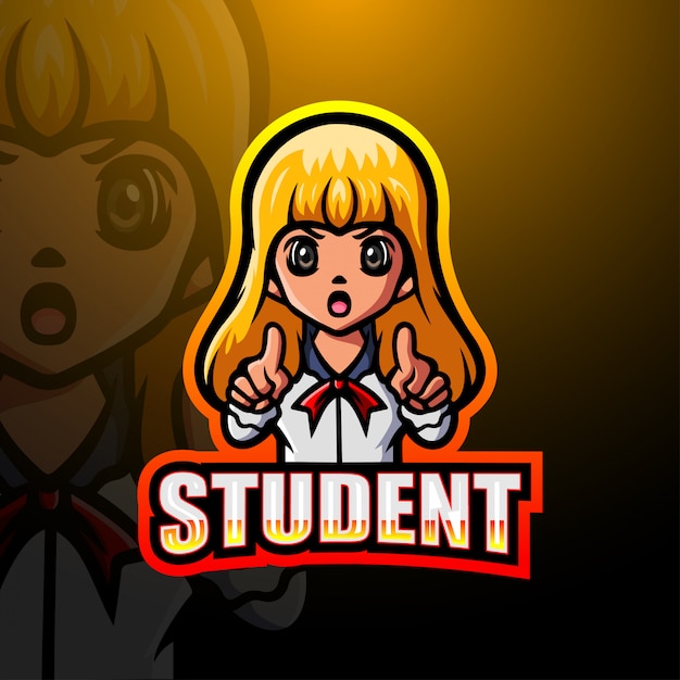 Vector girl student mascot logo illustration