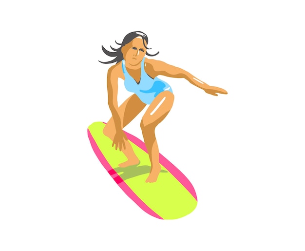 Girl surfer on a surfboard vector illustration