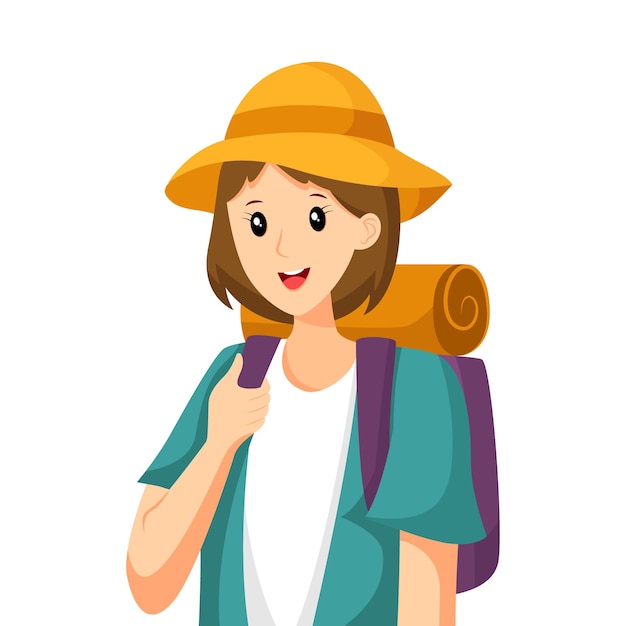 Girl Traveling Character Design Illustration