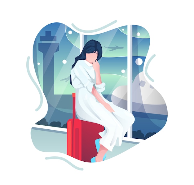 Girl traveling illustration