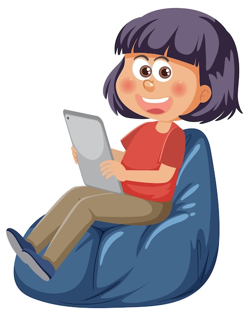 A girl using tablet