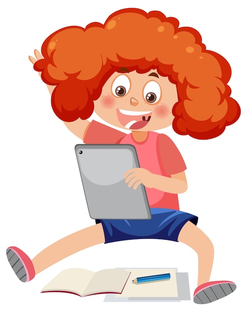 A girl using tablet