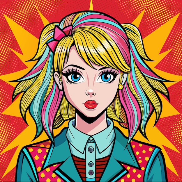 Vector girl vector illustration in pop art style