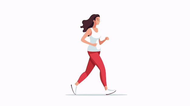 Vector girl walking for health flat vector illustration