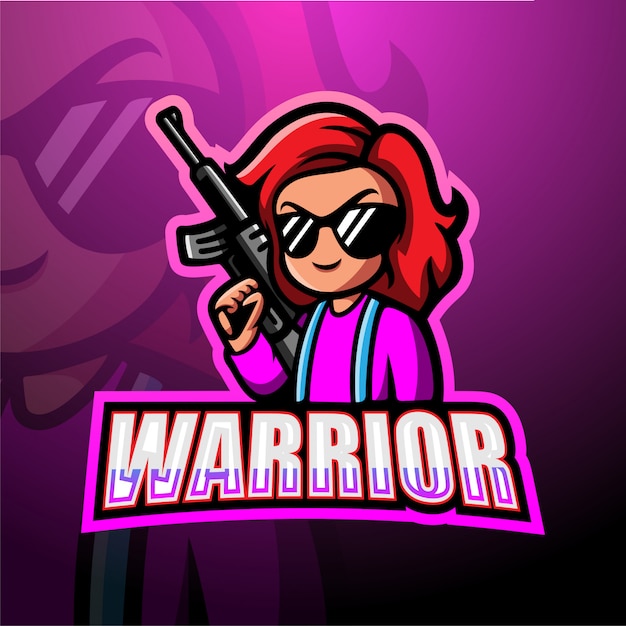 Girl warrior mascot esport illustration