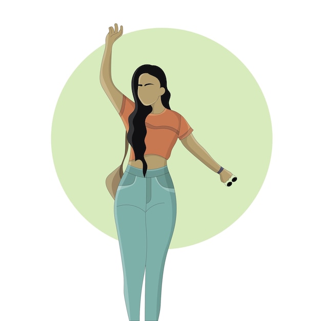 girl waving hand flat design