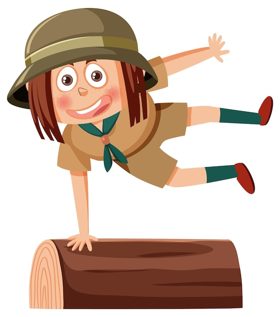 A girl wearing camping outfit