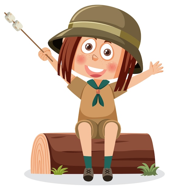 A girl wearing camping outfit