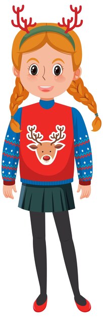 Vector a girl wearing winter christmas outfits