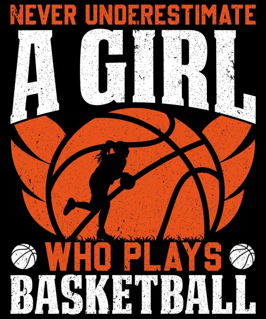 Vector a girl who is playing basketball with a basketball tshirt design