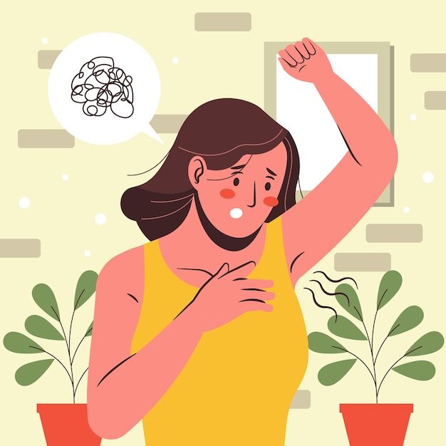 Girl with armpit problem concept vector