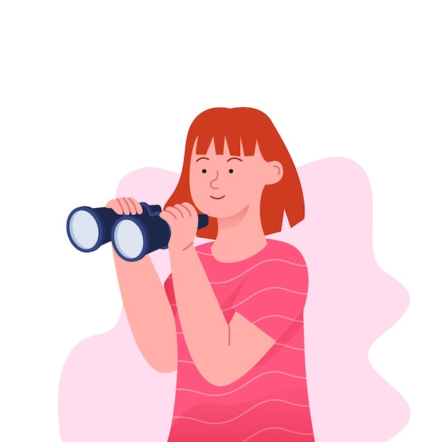 Girl With Binocular in Flat design