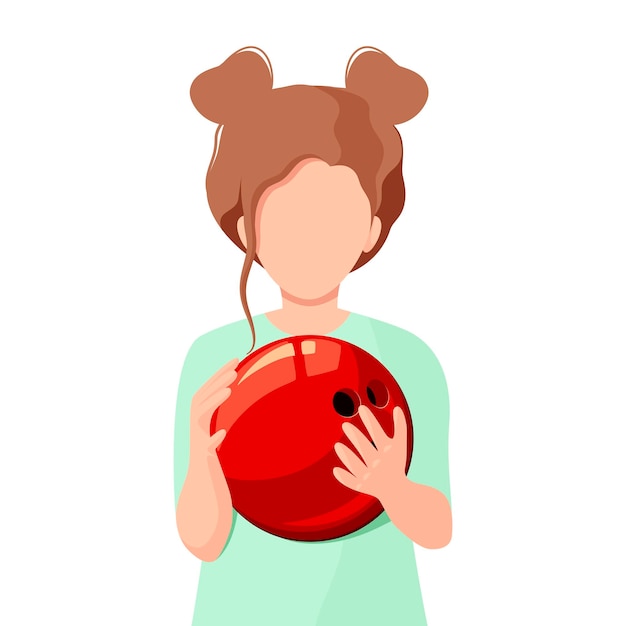 Vector a girl with a bowling ball. kid. cartoon design.