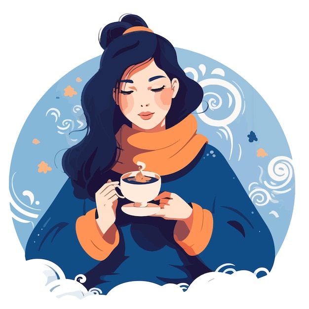 A girl with a cup of tea vector illustration