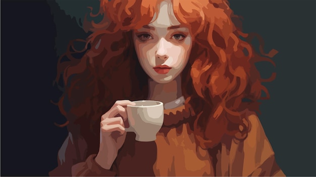 A girl with a cup of tea