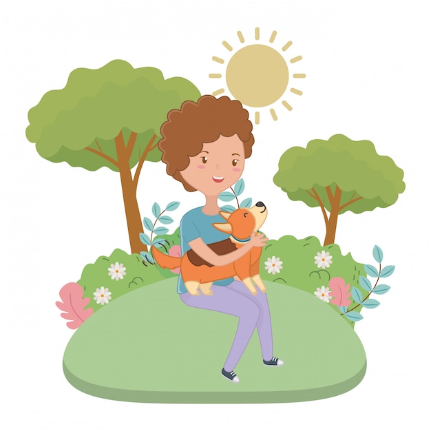 Girl with dog cartoon design