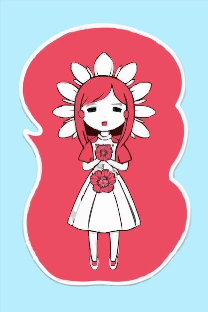 a girl with a flower in her hand is holding a flower