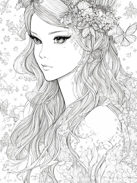 A girl with flowers in her hair