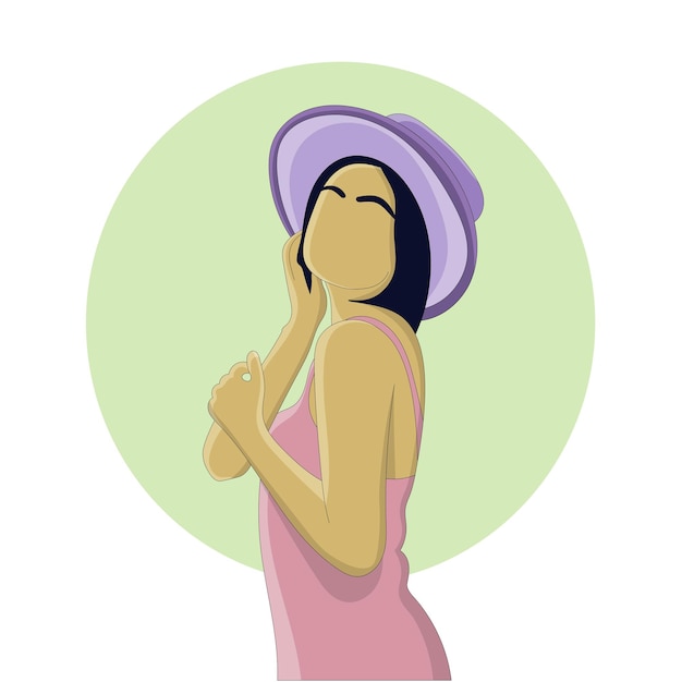 girl with hat posing flat design