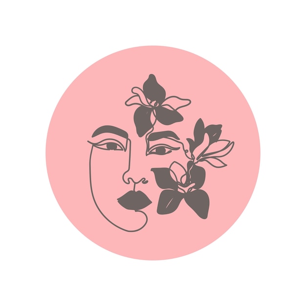 Girl with magnolias in her hair icon for social media Cosmetics fashion and beauty Asian women Korean cosmetics