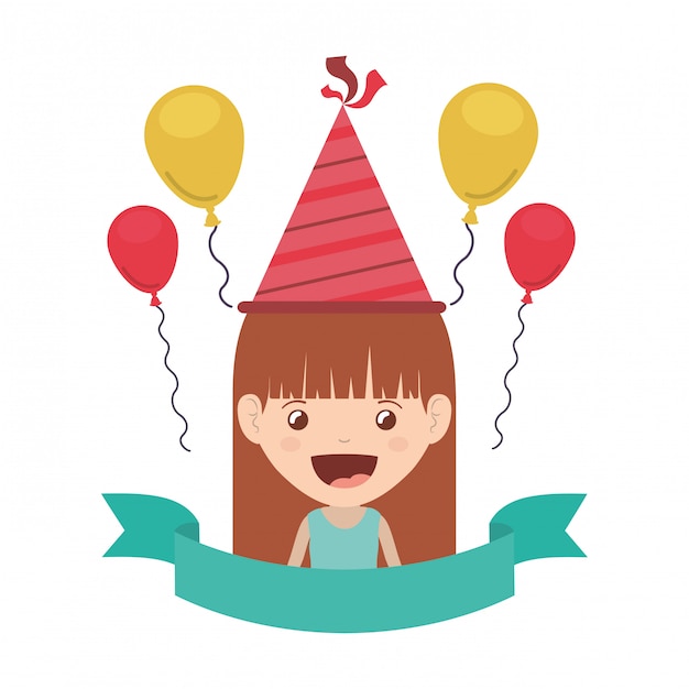 Girl with party hat in birthday celebration