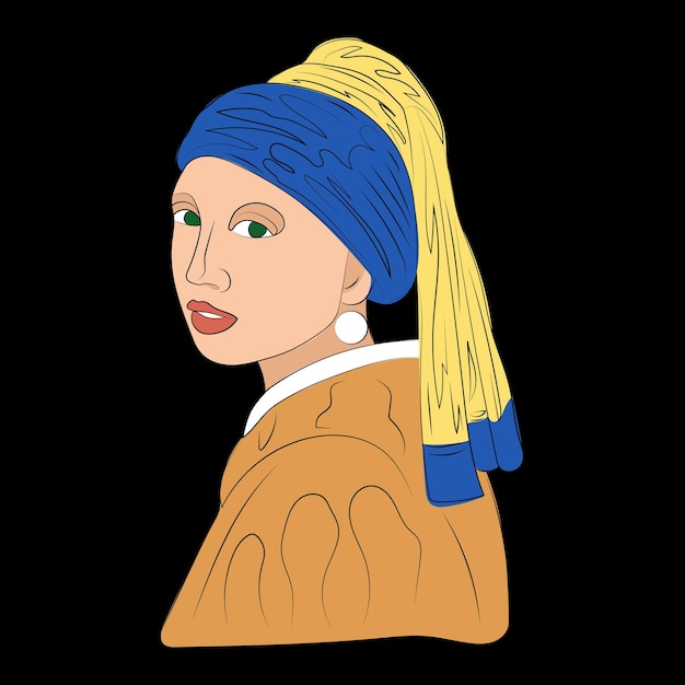 Girl with a Pearl Earring minimalistic portrait