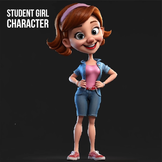 Vector girl with a school teacher cartoon character with black background