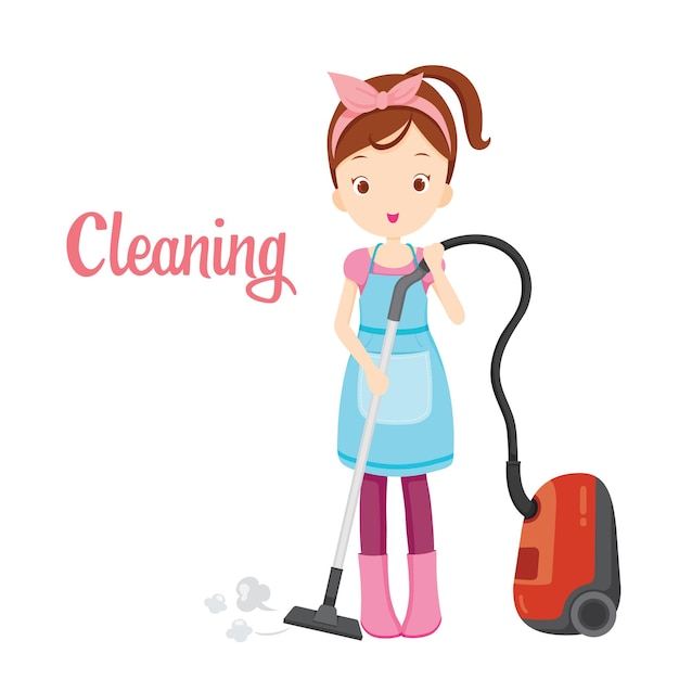 Girl With Vacuum Cleaner, Floor Cleaning Equipment