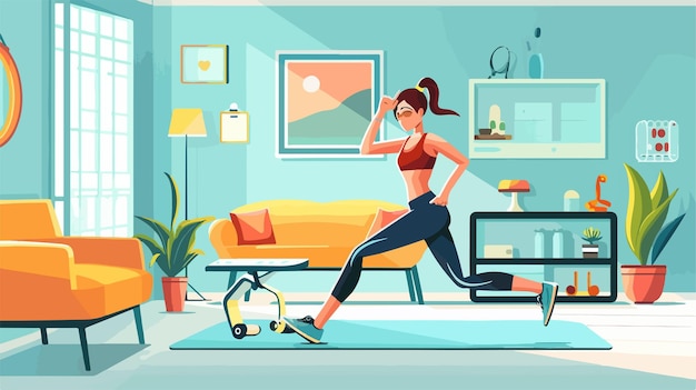 Girl Working Out at Home Concept of Workout