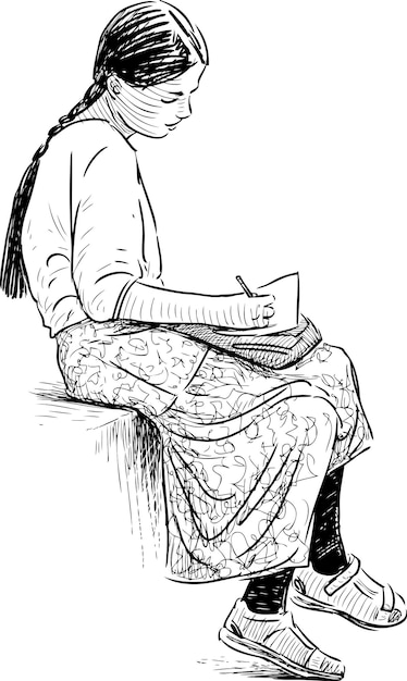 Girl writing a letter