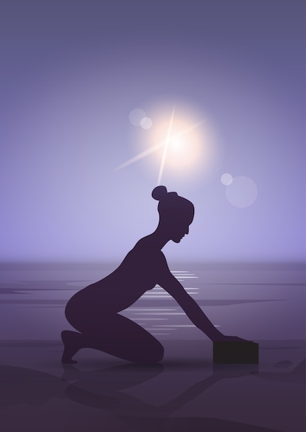 Vector girl yoga position 