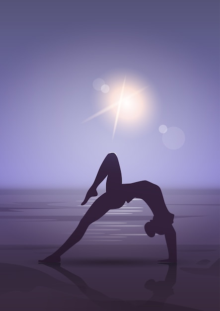 Vector girl yoga position 